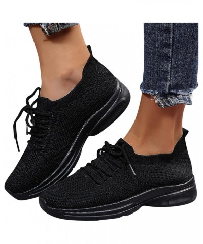 Walking Shoes for Women, Women's Fashion Mesh Wedge Sneakers Ladies Lace Up Casual Breathable Shoes Z-05 Black $20.72 Fashion...