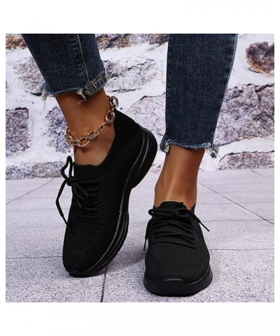 Walking Shoes for Women, Women's Fashion Mesh Wedge Sneakers Ladies Lace Up Casual Breathable Shoes Z-05 Black $20.72 Fashion...