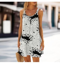 Sundresses for Women Printed Sleeveless Mini Dresses Cute Sling U Neck Beach Dress Elegant Trendy Sundresses 4-light Gray $9....