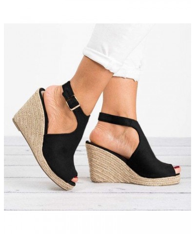 Wedge Sandals for Women Casual Slip on Slides Slippers Summer Anti Slip Walking Shoes Wide Fit Wedge Sandals Black $12.51 San...