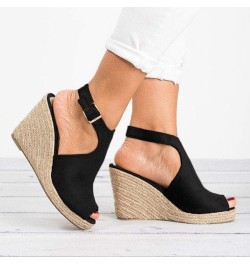 Wedge Sandals for Women Casual Slip on Slides Slippers Summer Anti Slip Walking Shoes Wide Fit Wedge Sandals Black $12.51 San...