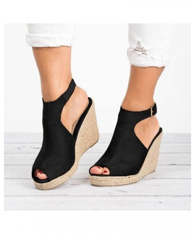 Wedge Sandals for Women Casual Slip on Slides Slippers Summer Anti Slip Walking Shoes Wide Fit Wedge Sandals Black $12.51 San...