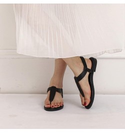 Womens T-Strap Flat Sandals with Elastic Strap Comfort Summer Cap Toe Flip Flops Non Slip Flats for Beach Party Black $28.79 ...