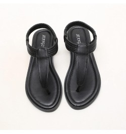 Womens T-Strap Flat Sandals with Elastic Strap Comfort Summer Cap Toe Flip Flops Non Slip Flats for Beach Party Black $28.79 ...