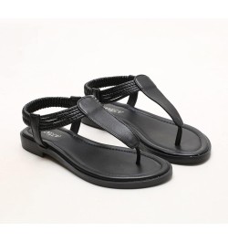 Womens T-Strap Flat Sandals with Elastic Strap Comfort Summer Cap Toe Flip Flops Non Slip Flats for Beach Party Black $28.79 ...