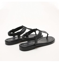 Womens T-Strap Flat Sandals with Elastic Strap Comfort Summer Cap Toe Flip Flops Non Slip Flats for Beach Party Black $28.79 ...