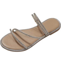 Women's Fashion Casual Flat Round Toe Elastic Band Slip On Sandals Shoes Z 13-beige $15.47 Sandals