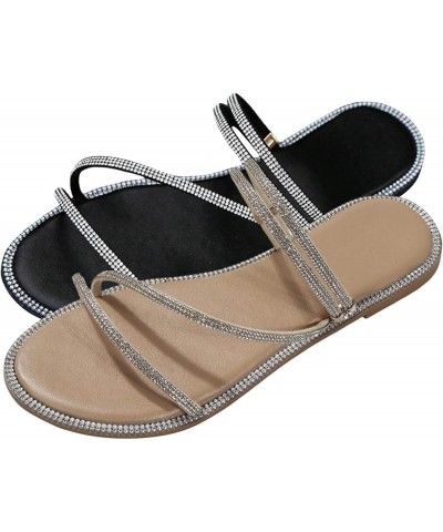 Women's Fashion Casual Flat Round Toe Elastic Band Slip On Sandals Shoes Z 13-beige $15.47 Sandals