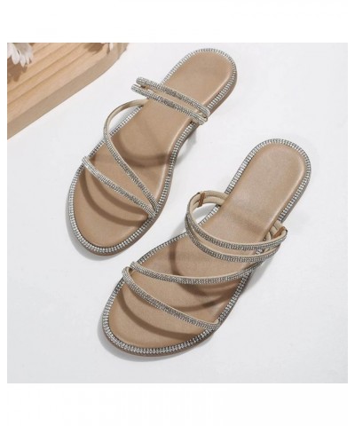 Women's Fashion Casual Flat Round Toe Elastic Band Slip On Sandals Shoes Z 13-beige $15.47 Sandals