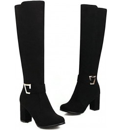 Women Chunky Heel Knee High Boots Round Toe Knee Length High Heel Boots with Zip 1 Black $27.99 Boots