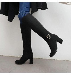 Women Chunky Heel Knee High Boots Round Toe Knee Length High Heel Boots with Zip 1 Black $27.99 Boots