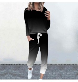 Stretch Suit Pants Women Neck Casual Loose Long Sleeve Top And Pants Set Mesh Pant Set Black➤➤ Pants for Women 2024 $19.71 Boots