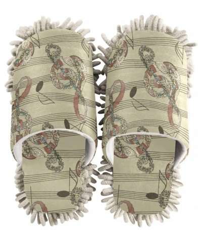 Vintage Floral Music Note Mop Slippers House Floor Cleaning Mopping Slippers for Men Women Size:5-8 $12.71 Slippers