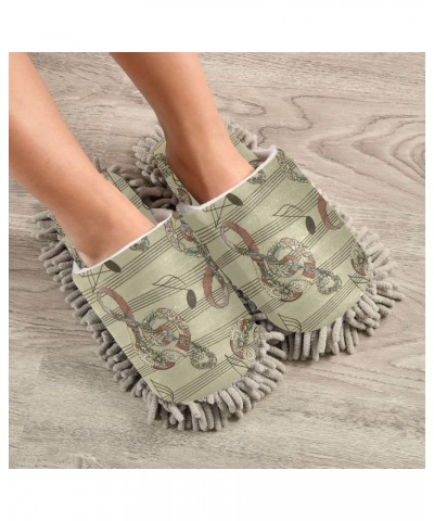 Vintage Floral Music Note Mop Slippers House Floor Cleaning Mopping Slippers for Men Women Size:5-8 $12.71 Slippers