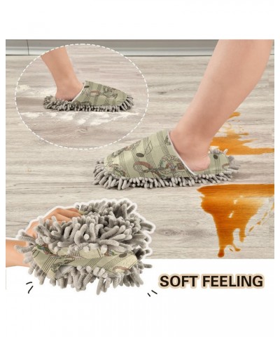 Vintage Floral Music Note Mop Slippers House Floor Cleaning Mopping Slippers for Men Women Size:5-8 $12.71 Slippers