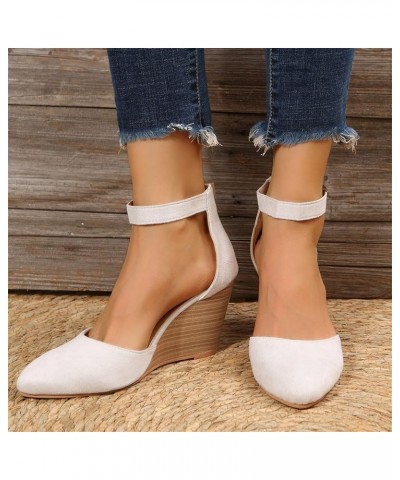 Women's Platform Wedge Sandals Short Thick Round Toe Leather Sandals Fashion Footbed Flats Shoes Double Bowknots Clearance 5-...