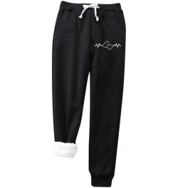 Women's Winter Casual Letter Printed Warm and Fleece Long Waistband Pocket Casual Pants Black - 2024 Pants for Women $12.99 B...