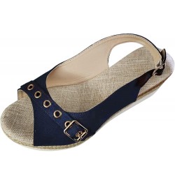 Wedge Sandals for Women Dressy Casual Comfortable Ankle Strap Sandals Comfy Slip On Cork Foot Bed 189-qrcvgj-blue-c $14.37 Sl...