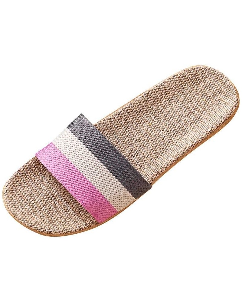 Womens Sandals Dressy Summer Flat, Women's Linen Beach Sandals Slippers Bow Boho Casual Summer Sandals D-grey $9.50 Sandals