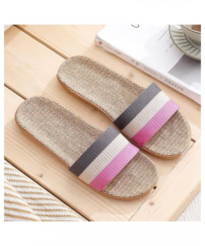 Womens Sandals Dressy Summer Flat, Women's Linen Beach Sandals Slippers Bow Boho Casual Summer Sandals D-grey $9.50 Sandals