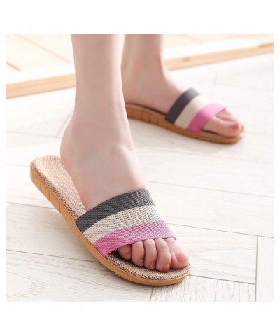 Womens Sandals Dressy Summer Flat, Women's Linen Beach Sandals Slippers Bow Boho Casual Summer Sandals D-grey $9.50 Sandals