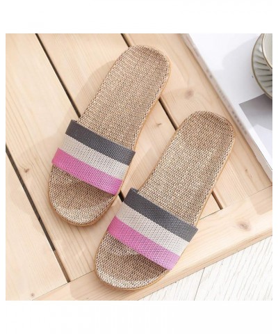 Womens Sandals Dressy Summer Flat, Women's Linen Beach Sandals Slippers Bow Boho Casual Summer Sandals D-grey $9.50 Sandals