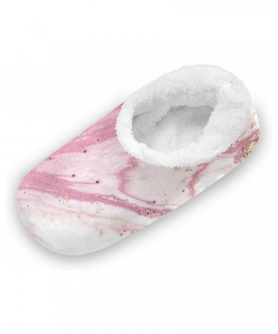 Abstract Pink Marble Texture House Slippers Soft Warm Indoor Fuzzy Feet Slipper for Women $14.55 Slippers