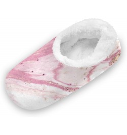 Abstract Pink Marble Texture House Slippers Soft Warm Indoor Fuzzy Feet Slipper for Women $14.55 Slippers