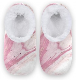 Abstract Pink Marble Texture House Slippers Soft Warm Indoor Fuzzy Feet Slipper for Women $14.55 Slippers