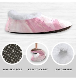 Abstract Pink Marble Texture House Slippers Soft Warm Indoor Fuzzy Feet Slipper for Women $14.55 Slippers