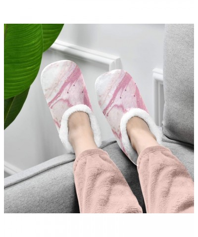 Abstract Pink Marble Texture House Slippers Soft Warm Indoor Fuzzy Feet Slipper for Women $14.55 Slippers