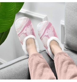 Abstract Pink Marble Texture House Slippers Soft Warm Indoor Fuzzy Feet Slipper for Women $14.55 Slippers