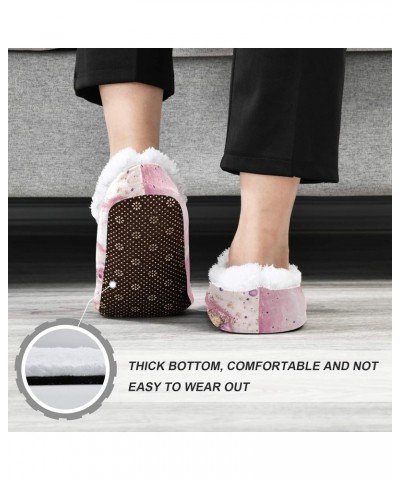 Abstract Pink Marble Texture House Slippers Soft Warm Indoor Fuzzy Feet Slipper for Women $14.55 Slippers