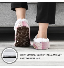 Abstract Pink Marble Texture House Slippers Soft Warm Indoor Fuzzy Feet Slipper for Women $14.55 Slippers