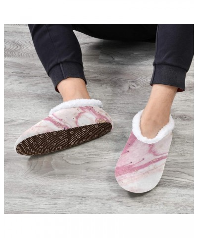 Abstract Pink Marble Texture House Slippers Soft Warm Indoor Fuzzy Feet Slipper for Women $14.55 Slippers