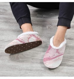 Abstract Pink Marble Texture House Slippers Soft Warm Indoor Fuzzy Feet Slipper for Women $14.55 Slippers