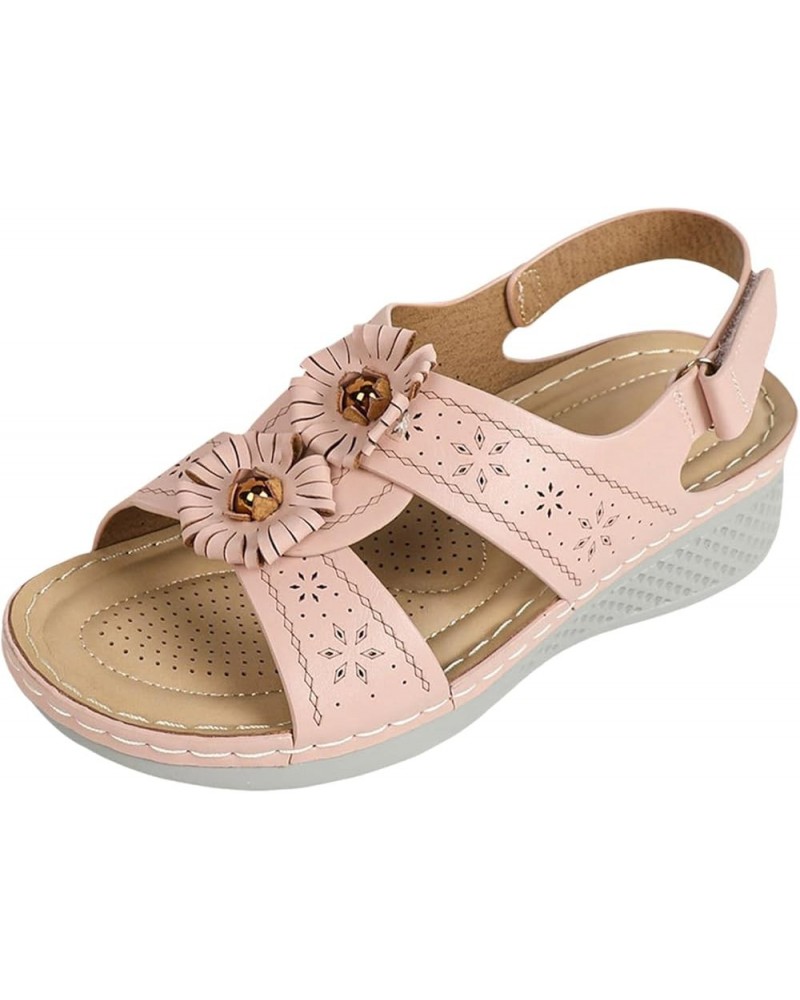 Summer Sandals for Women 2024,Women's Arch Support Sandals Ankle Strap Open Toe Slides Casual Orthopedic Sandals Pink $19.54 ...