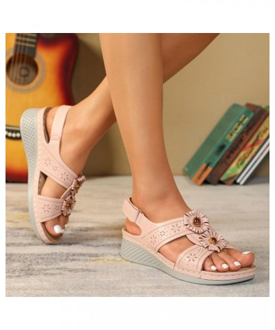 Summer Sandals for Women 2024,Women's Arch Support Sandals Ankle Strap Open Toe Slides Casual Orthopedic Sandals Pink $19.54 ...