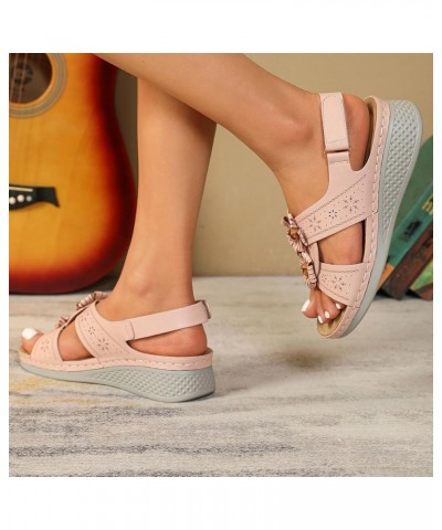 Summer Sandals for Women 2024,Women's Arch Support Sandals Ankle Strap Open Toe Slides Casual Orthopedic Sandals Pink $19.54 ...