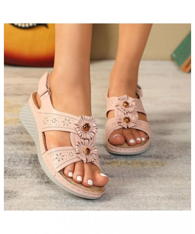 Summer Sandals for Women 2024,Women's Arch Support Sandals Ankle Strap Open Toe Slides Casual Orthopedic Sandals Pink $19.54 ...