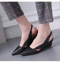 Womens' Sexy Textured Pint Toe PU Slip-On Summer Vacation Wedges Sandal for Women Prom Wedding Party Heels Black $38.64 Sandals