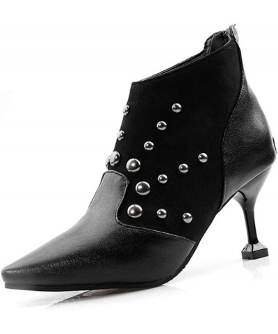 Fashion Women Thin Heel Ankle Boots with Pointed Toe Black $21.75 Boots