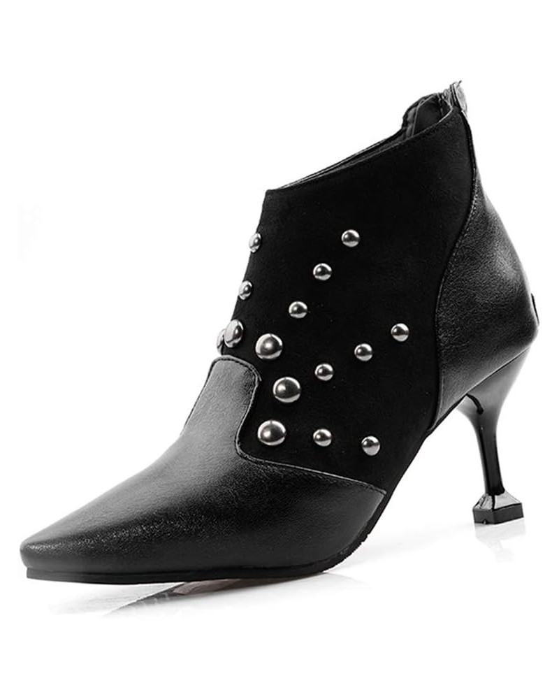 Fashion Women Thin Heel Ankle Boots with Pointed Toe Black $21.75 Boots