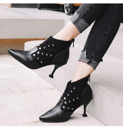 Fashion Women Thin Heel Ankle Boots with Pointed Toe Black $21.75 Boots