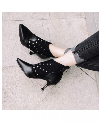 Fashion Women Thin Heel Ankle Boots with Pointed Toe Black $21.75 Boots