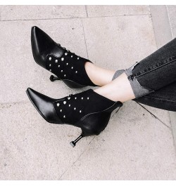 Fashion Women Thin Heel Ankle Boots with Pointed Toe Black $21.75 Boots