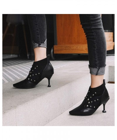 Fashion Women Thin Heel Ankle Boots with Pointed Toe Black $21.75 Boots