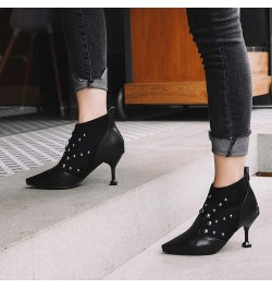 Fashion Women Thin Heel Ankle Boots with Pointed Toe Black $21.75 Boots