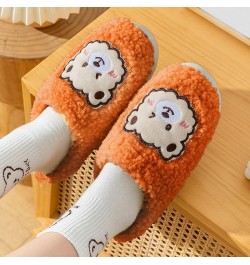 Men & Womens Slippers Durable Winter Home Slides Christmas Antlers Print Thermal Slippers Tight Fitting Ankle Shoes D-orange ...