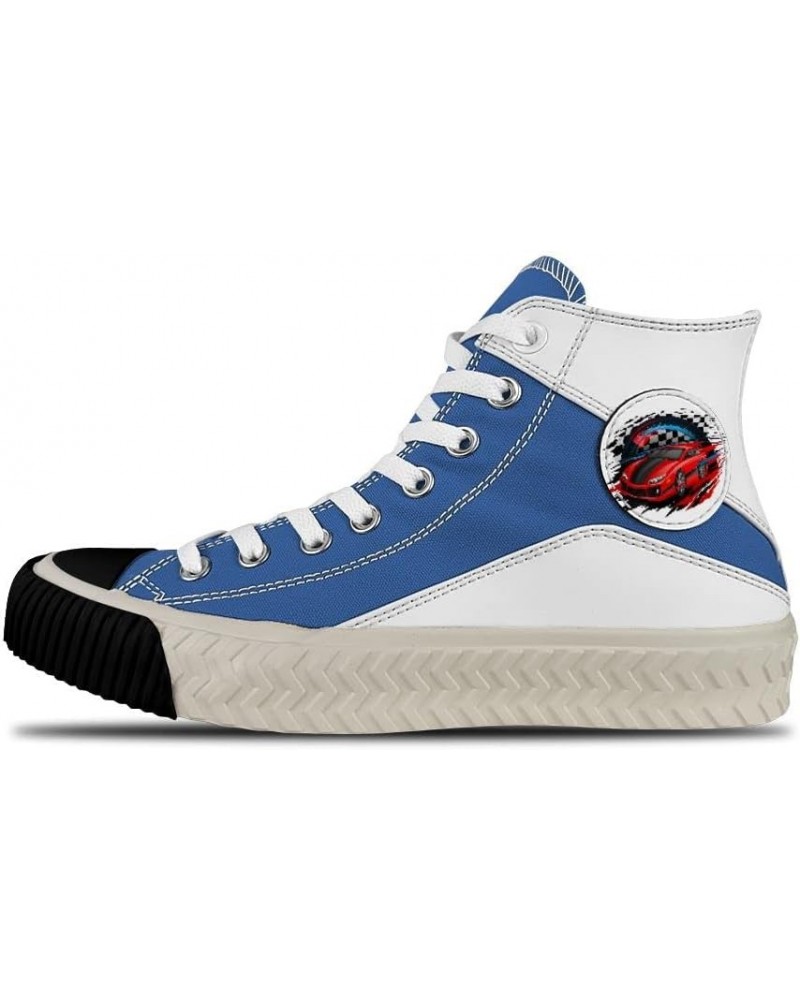 White Light Blue Custom high top lace up Non Slip Shock Absorbing Sneakers Sneakers with Fashionable Patterns $31.15 Fashion ...